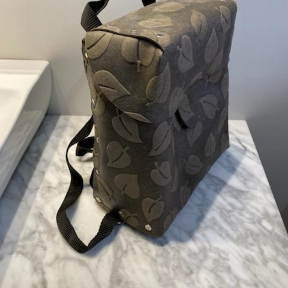 Small Recycled Leather Backpack - image 3